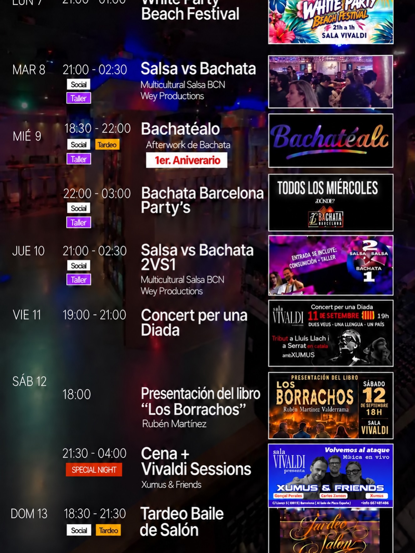 Bachatéalo en Sala Vivaldi
