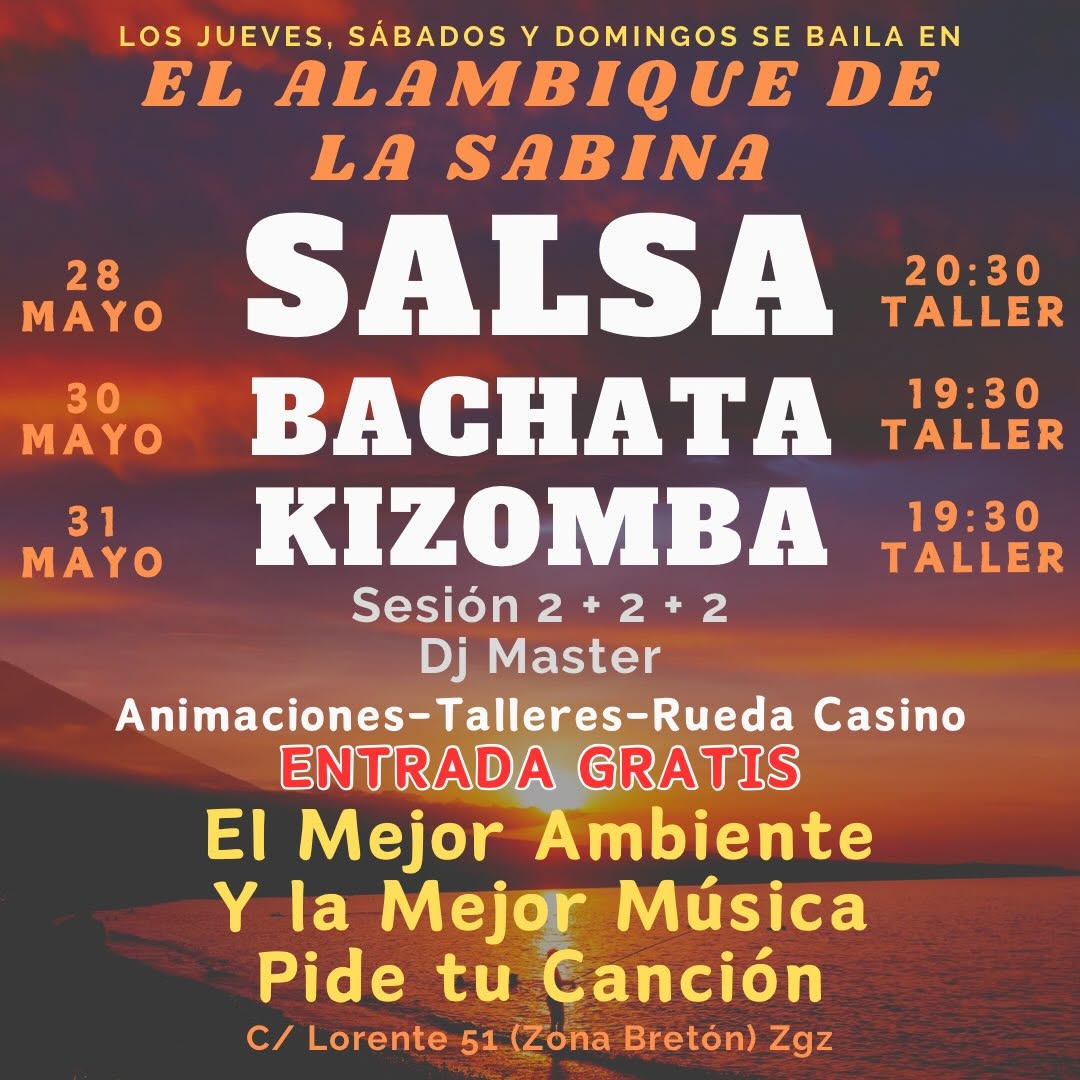 Salsa, Bachata y Kizomba - Taller 31 Mayo en Alambique de la Sabina