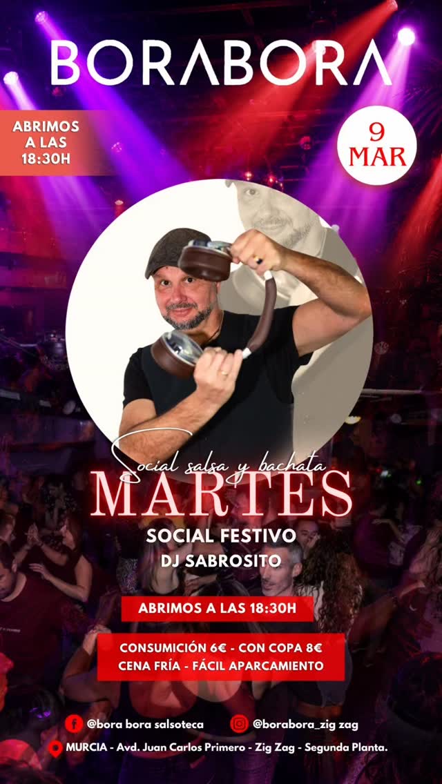 Martes Social de Salsa y Bachata con DJ Sabrosito en Bora Bora Salsoteca