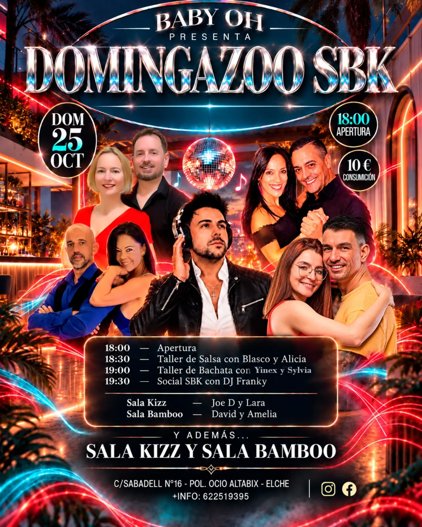 Domingazo SBK: Talleres de Salsa y Bachata + Soci en BABY'OH Elche