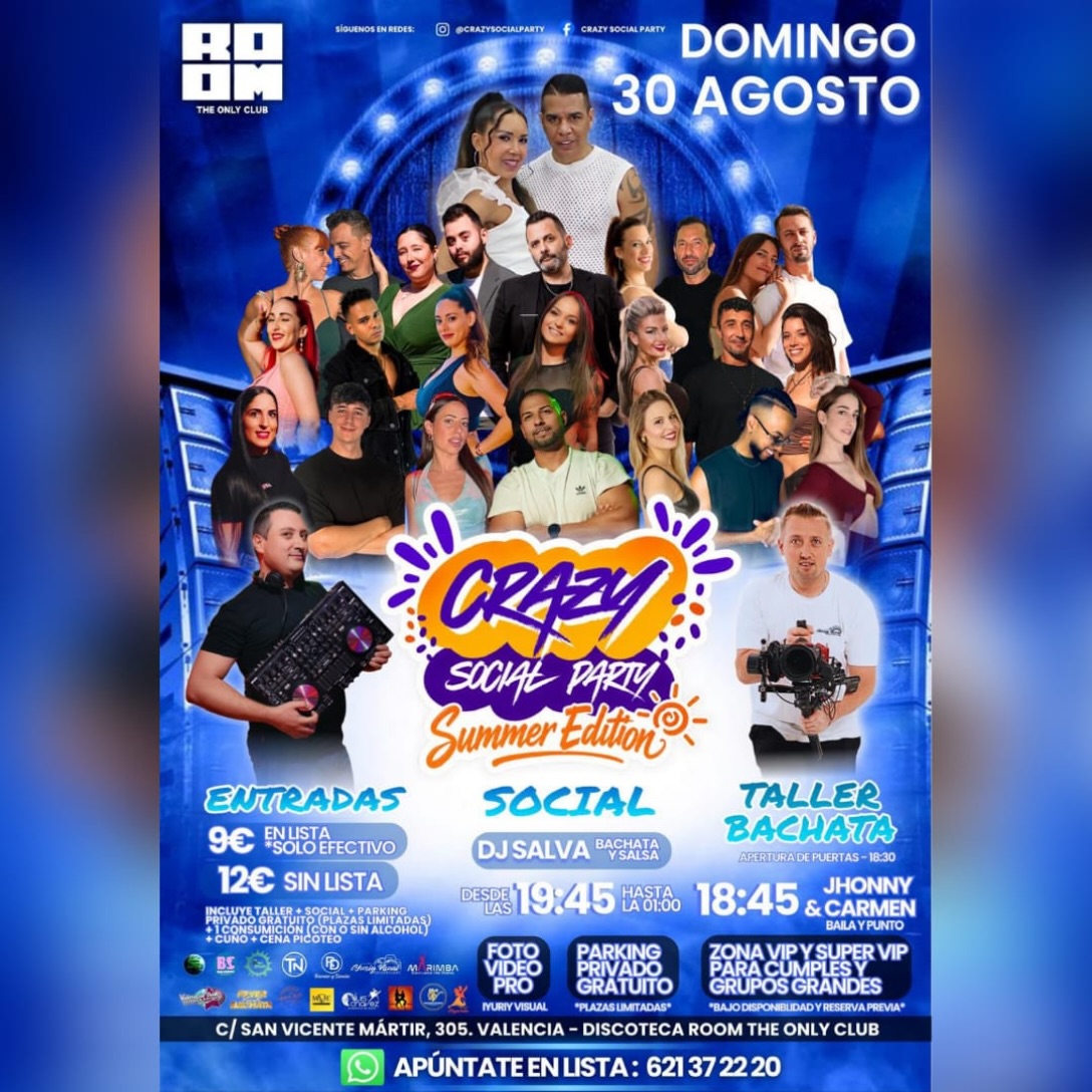 Social de Bachata y Salsa + Taller Bachata en Crazy