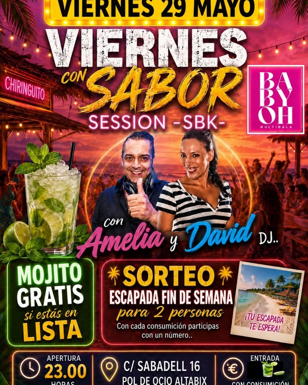 Viernes con Sabor: Amelia y David DJ en BABY'OH Elche