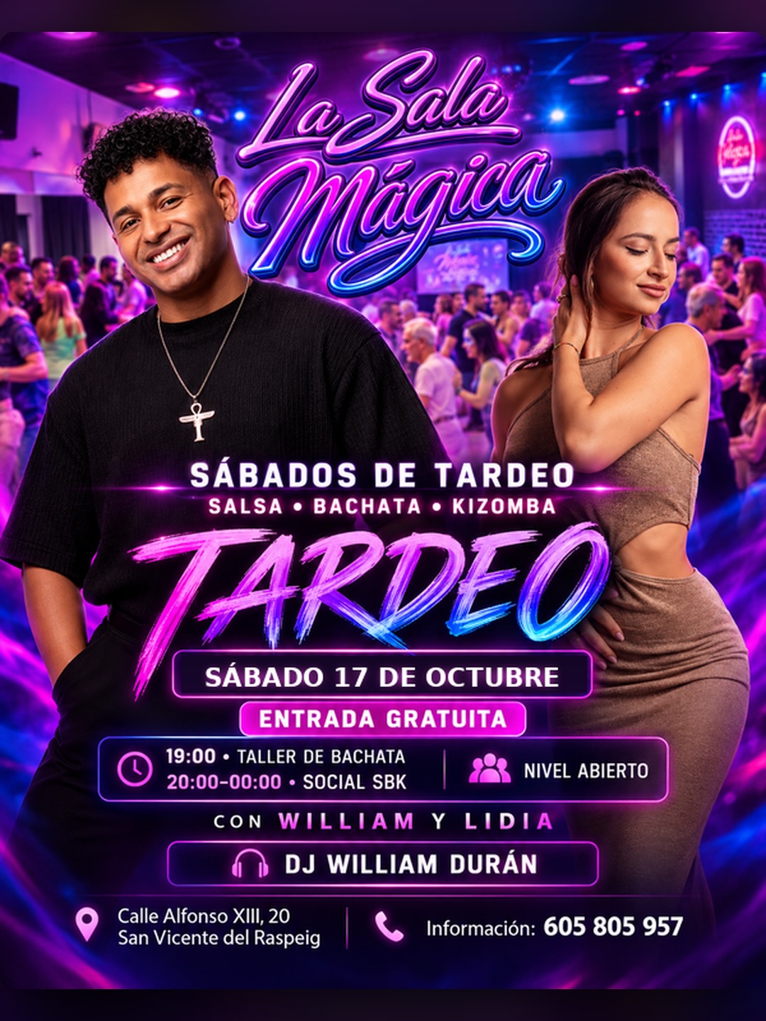 Tardeo Sabatino: Salsa, Bachata y Kizomba con Wil en La sala mágica