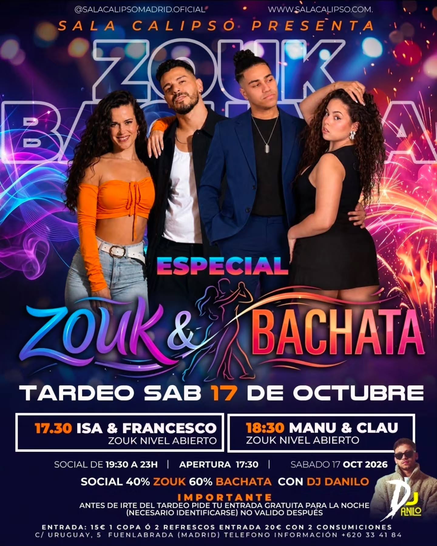 Zouk y Bachata Social en Calipso